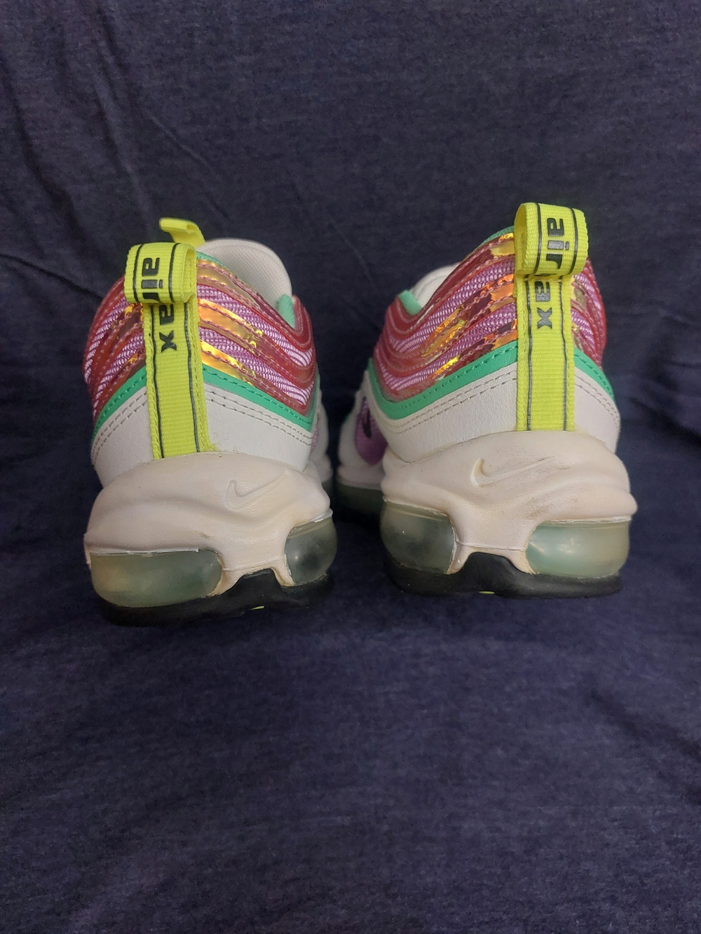 Nike Women’s Air Max 97 — Purple/Pink & Green Metallic Running Shoes Sz 8 - Picture 9 of 16